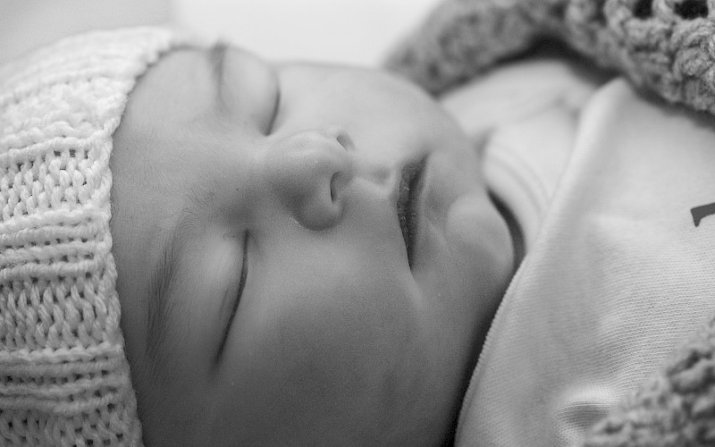 Close up of a sleeping baby's face